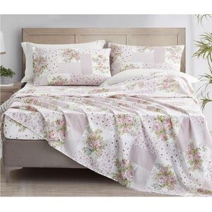 Chezmoi Collection Rosy 3-Piece Floral Patchwork Cotton Sheet Set Full